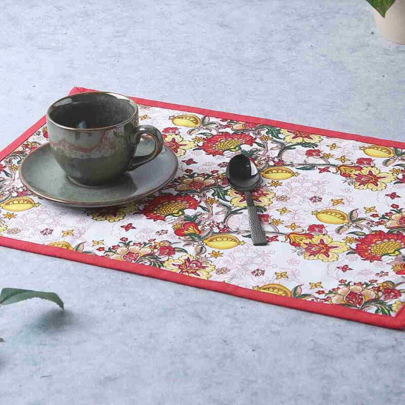 Como Table mats with floral prints - Red (Set of 6) - Image 2