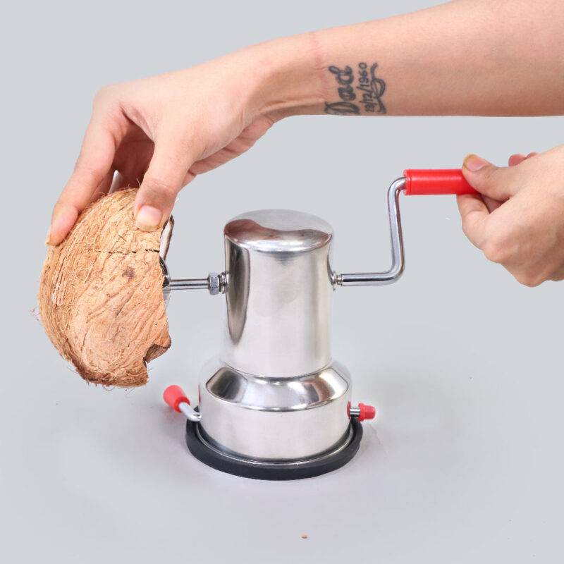 Stainless Steel Coconut Scraper for Kitchen, Vacuum Base, Rotatable Handle, Manual Operation, Silver - Image 8