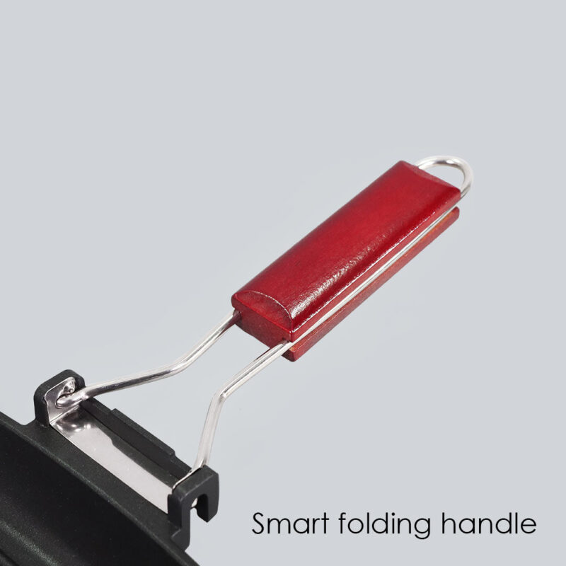 Caesar Nonstick Folding  Grill Pan | Ideal for Barbeque, Tandoori & Sandwiches | Smart Folding Handle | Space Saver | Gas & Induction Friendly | PFOA Free | 2.3L | 5 Year Warranty | Black - Image 2