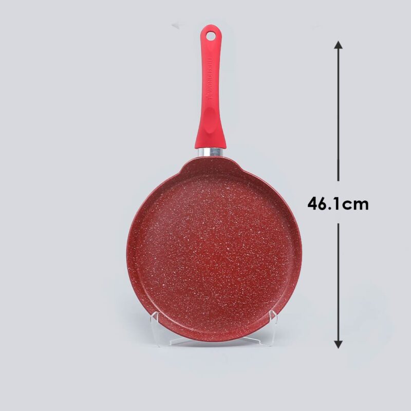 Royal Velvet 28cm Non-stick Dosa Tawa, Induction bottom, Soft-touch Handle, Virgin Grade Aluminium, PFOA/Heavy metals free, 3mm, 2 years warranty, Red - Image 2