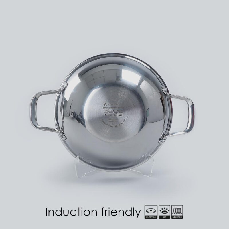 Stanton 28 cm Non-stick Kadhai/Kadai with Lid - 3.4 Litre | 3 ply steel - Image 2