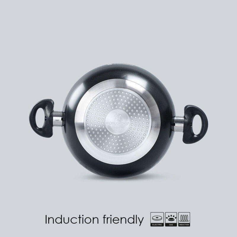 Ultra 24 cm Aluminium Non-Stick Wok | 2.7 L| Induction base| Meta-Tuff non-stick coating | Ideal for saute, roasting and healthy cooking| Black - Image 3