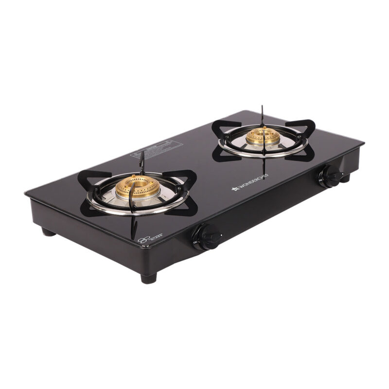 Glory 2 Burner Glass Cooktop, Stainless Steel Drip Tray, Black Toughened Glass with 2 Year Warranty, Manual Ignition Gas Stove - Image 2
