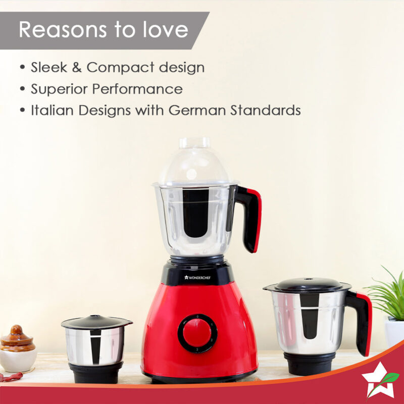 Wonderchef Renewed Vesper Mixer Grinder | 3 Jars | 600W | Stainless Steel Blades - Image 4