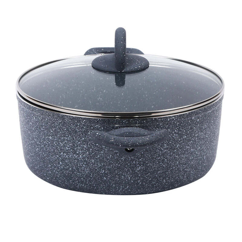 Granite 24 cm Non-Stick Casserole | Glass Lid |Induction Bottom | Soft-Touch Handles | Virgin Aluminium | PFOA and Heavy Metals Free | 3.5mm | 4 liters | 2 Year Warranty | Grey - Image 4