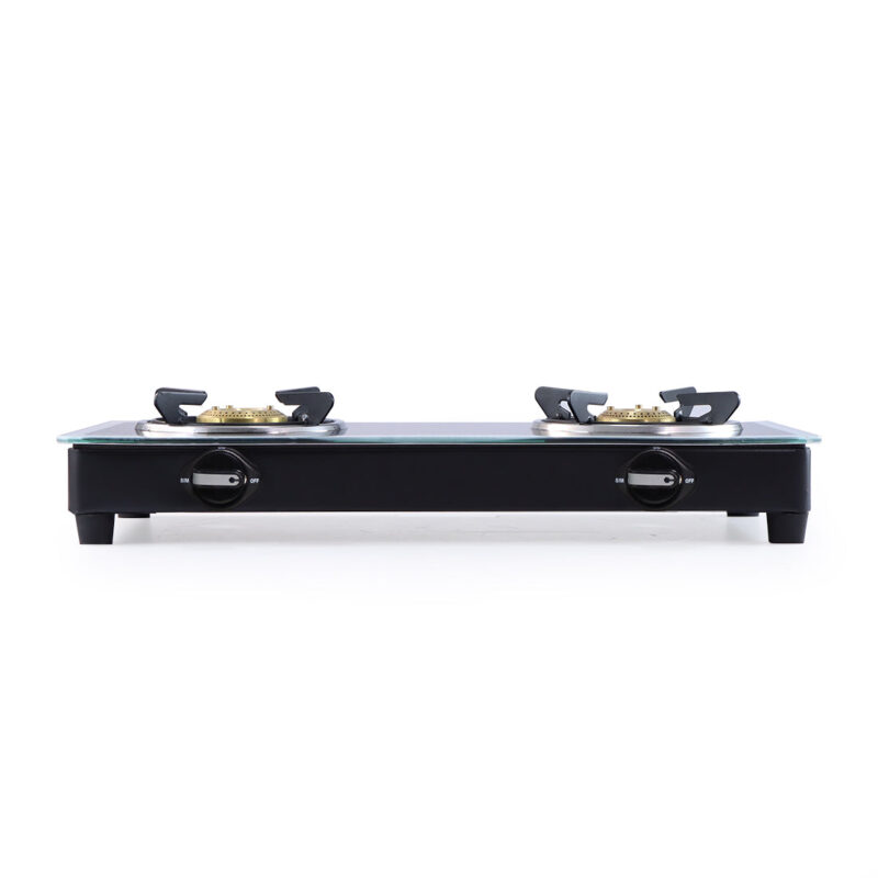 Platinum 2 Burner Glass Cooktop, Black 6mm Toughened Glass with 1 Year Warranty, Ergonomic Knobs, Stainless Steel Drip Tray, Manual Ignition Gas Stove - Image 2
