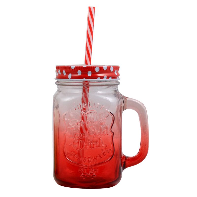 Mason Jar Set 450Ml (Red And Green) - Image 2