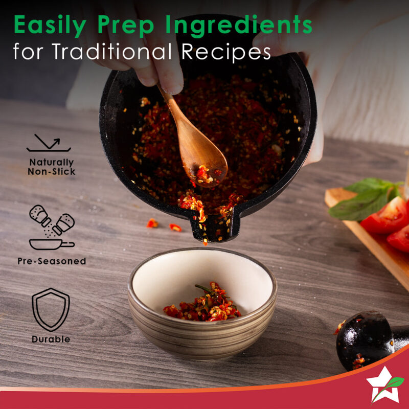 Forza pre-seasoned cast-iron mortar & pestle - Image 2