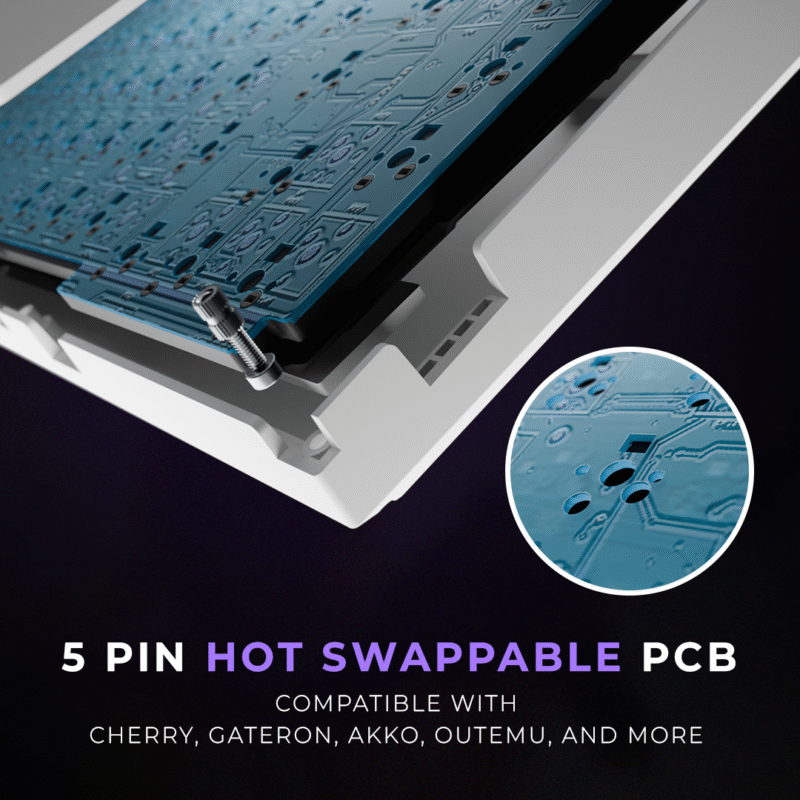 Swarm White Purple Wireless Gaming Keyboard - Image 5