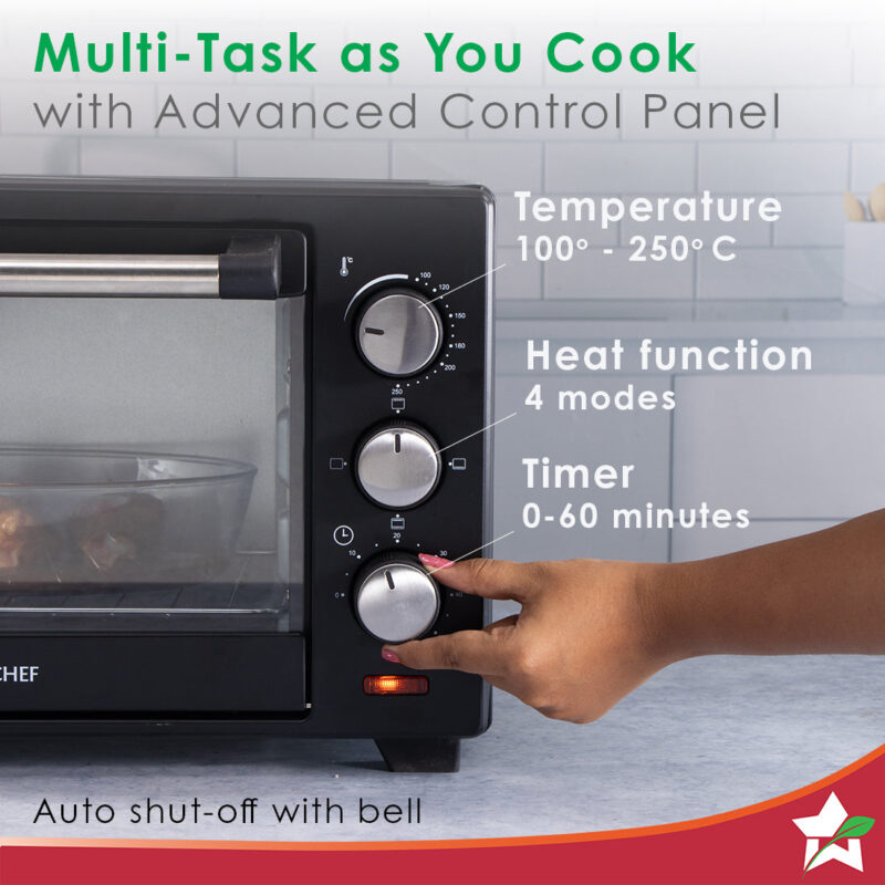 Oven Toaster Griller (OTG) - 19 Litres, Black - with Auto-shut off, Heat-Resistant Tempered Glass, Multi-Stage Heat Selection - Image 2