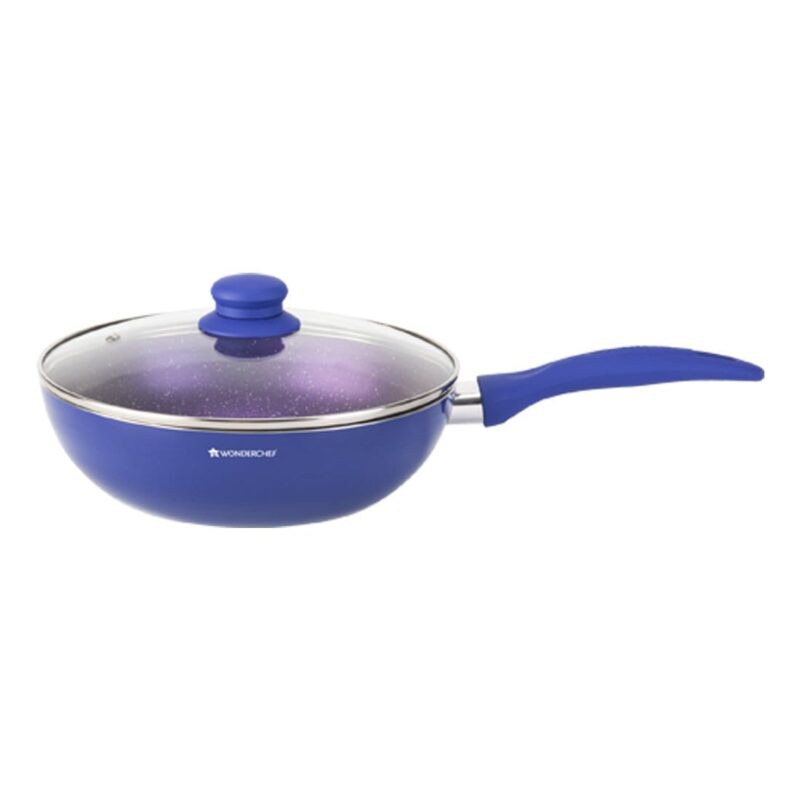 Wonderchef Renewed Blueberry Aluminium 24cm Wok (Without Lid) | Non-Stick| Induction Friendly Cookware | Soft Touch Handle | Pure Grade Aluminium | PFOA Free - Image 2