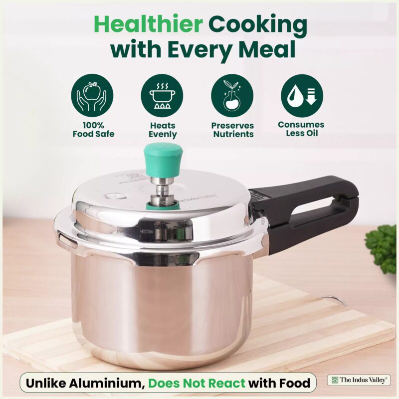 RapidCuk Tri-ply Stainless Steel Pressure Cooker, Premium Quality, 3 Layer Thick Body, Heavy Bottom, 100% Safe, ISI Certified, 5 Yr Warranty, Induction & Gas, 2/3/5L - Image 2