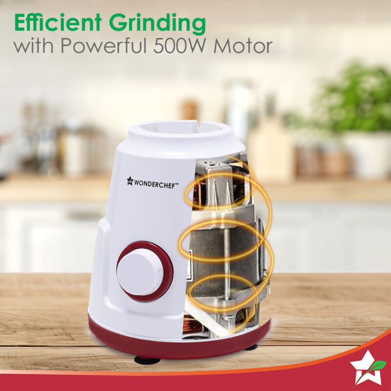 Robo 500 W Mixer Grinder | 3 Stainless Steel Jars for Powerful Blending, Mixing, Grinding | 3-Speed & Pulse Function | Anti-Skid Feet | 5 Years Warranty on Motor | Red & White - Image 2