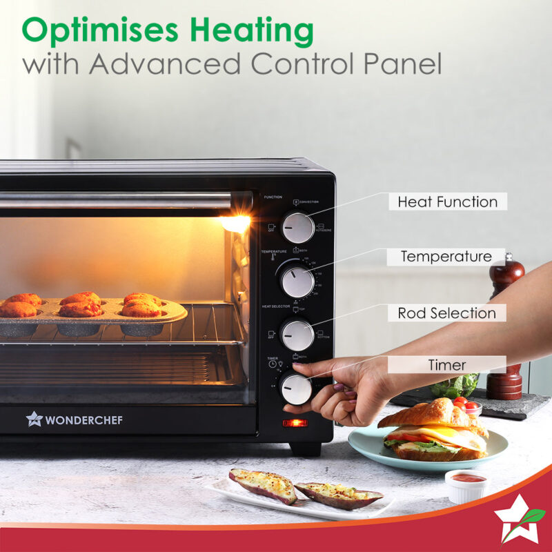 Oven Toaster Griller (OTG) - 48 L | With Rotisserie | Auto-Shut Off | Heat-Resistant Tempered Glass | 6-Stage Heat Selection Bake, Grill, Roast | Easy to Clean | Black | 2 Year Warranty - Image 2