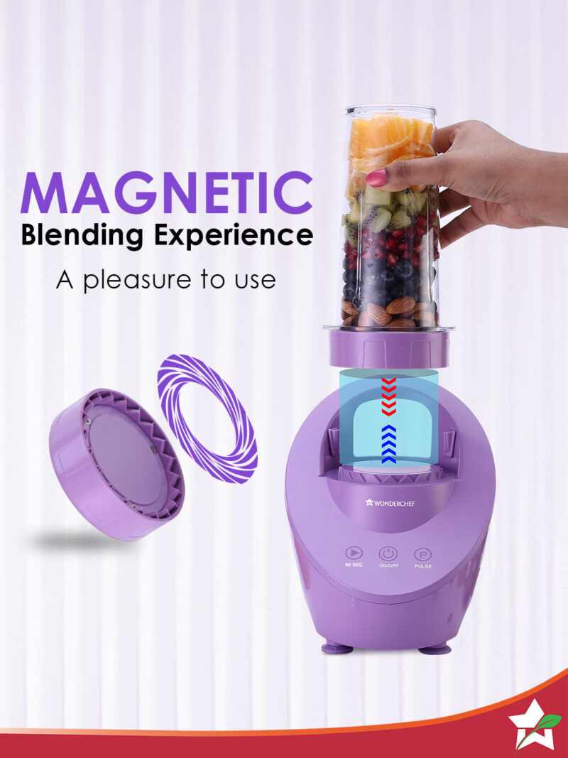 Magneto Blender | Smoothie & Juice Maker | World’s Safest with Magnetic Induction Tech | Variable Speed | Automatic with 60-sec auto-stop | Portable with Sipper Jar | 2-Year Warranty - Image 2