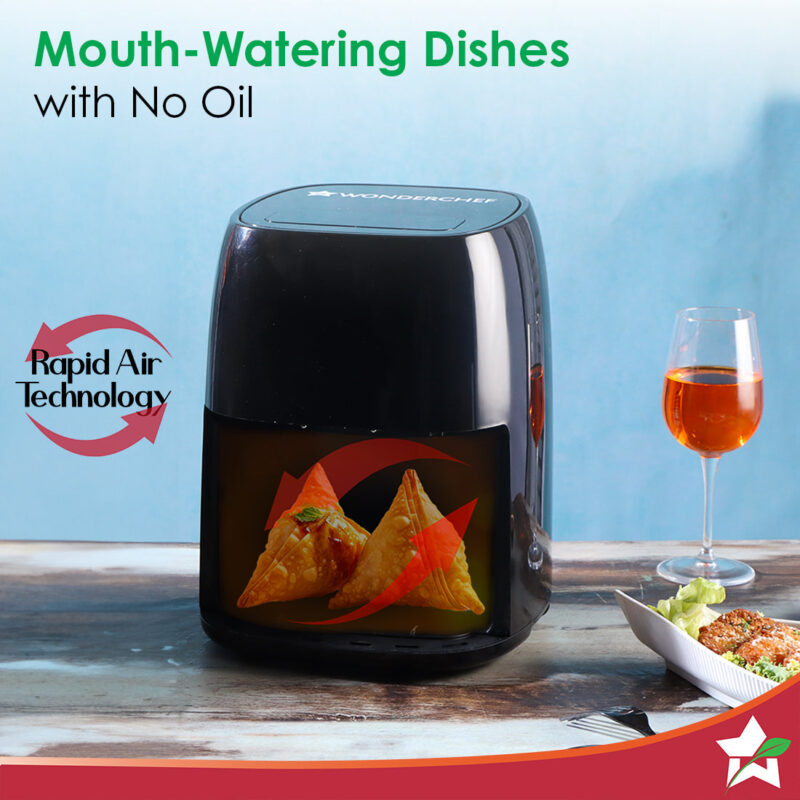 Neo Digital Air Fryer | Rapid Air Technology | 6 Pre-Set Menu Options | Temperature and Time Control | Automatic Shut-Off | Compact Design | 4.5 Litres | 1 Year Warranty | 1500 Watts | Black - Image 2