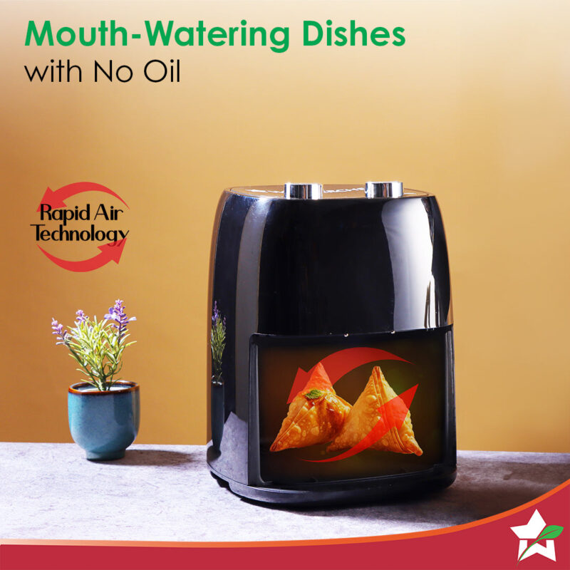 Neo Manual Air Fryer | Rapid Air Technology | Time and Temperature Control | Automatic Shut-Off | Compact Design | 4.5 Litres | 1 Year Warranty | 1500 Watts | Black - Image 2