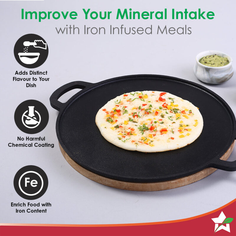 Forza Pre-Seasoned 30 cm Cast-iron Dosa Tawa - Image 3