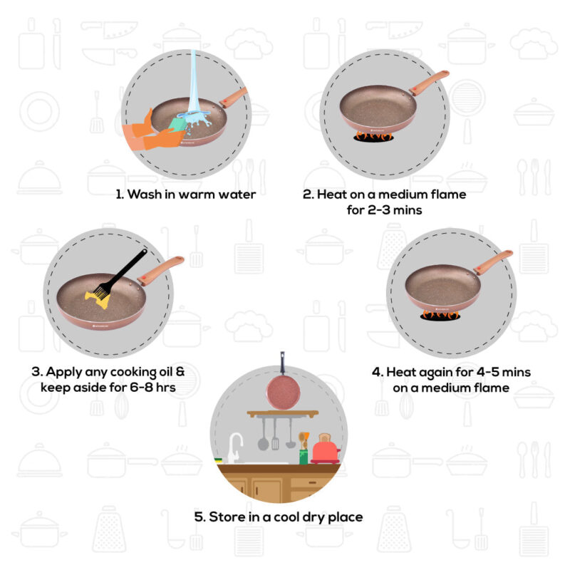 Ruby Plus 24 cm Cookware Set Bronze, Kadhai with Lid, Fry Pan, Dosa Tawa, Non-stick set of 4, Induction use, Tempered Glass Lid, - Image 11