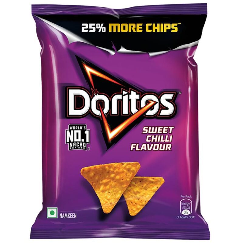 50x Doritos - Sweet Chilli Flavour, Crunchy,  Pack of 50 (25g each)