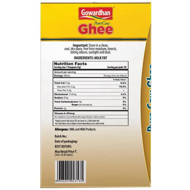 Gowardhan Pure Cow Ghee - Rich In Vitamin A & E, 500 ml - Image 2