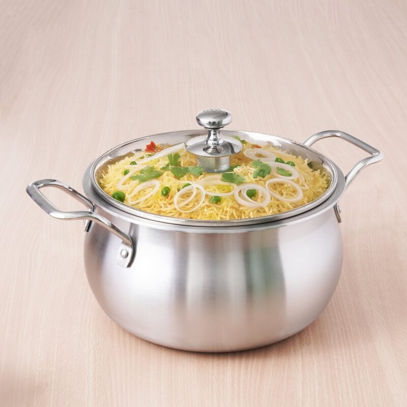 TurboCuk Tri-ply Stainless Steel Handi Casserole/ Biryani Cooking Pot+ Glass Lid, Premium Quality, 3 Layer Thick Body, 100% Toxin-free, Non-stick, Induction & Gas, 4L - Image 14