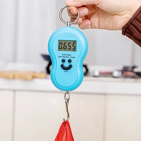 HAVAA Electronic Digital Hanging Stainless Steel Hook| Luggage Portable Scale with (6 Month Warranty) LCD Display for Industrial,Personal Use Capacity 50Kg (Assorted Colours) With 2 Batteries - Image 3