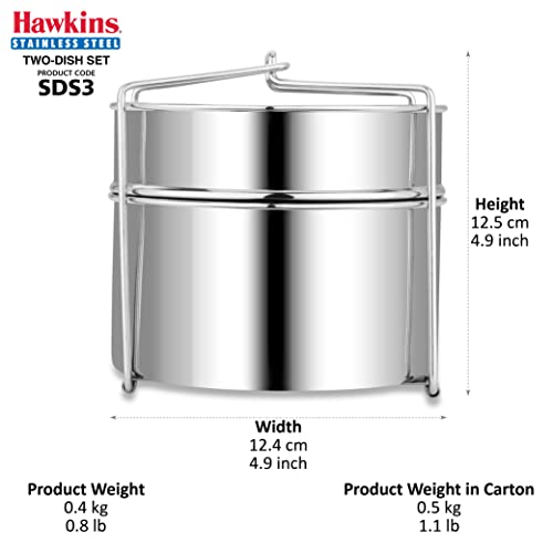 Hawkins Two-Dish Stainless Steel Set, Cooker Separator, Pressure Cooker Pots, Silver (SDS3), 1.275 liters - Image 4