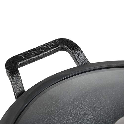 Vinod Legacy Pre-Seasoned Cast Iron Kadai with Lid 4.3 L Capacity (26 cm Diameter) - Induction and Gas Stove Friendly, Black - Image 5