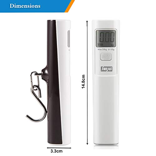 Sansui Battery-Free Portable Digital Luggage Scale with Metal Hook (50 kg, White) - Image 2