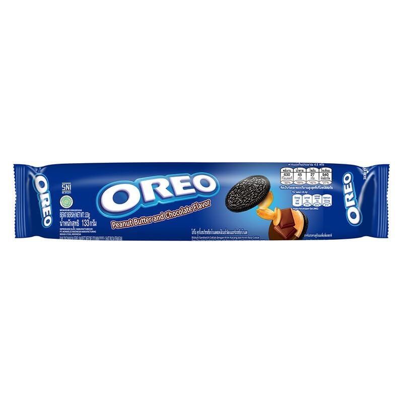 Oreo Peanut Butter & Chocolate Flavour 130g - Rich Chocolate Biscuits with Creamy Peanut Butter Filling, Irresistible Combo