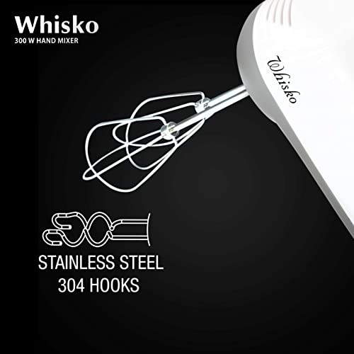 Havells Whisko 300 watt Hand Mixer with Single Eject Button, 5 Speed Turbo Function, Stainless Steel Hooks, 1.5m Long Cord, 1300 RPM & 2 Years Warranty (White Grey) - Image 7