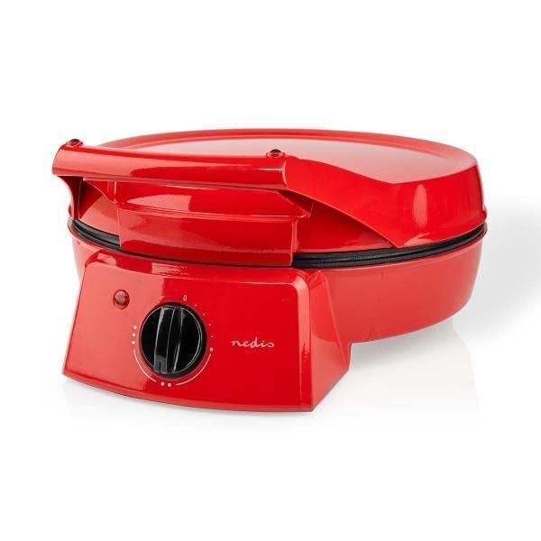 Nedis Pizza, Dosa, Pancake, Roti Maker | 30 cm | 230°C Adjustable temperature control | 1800 W | Non-Stick Coating Toaster, Griller, Tandoor, Barbecue | ABS Aluminium | Red - Image 7
