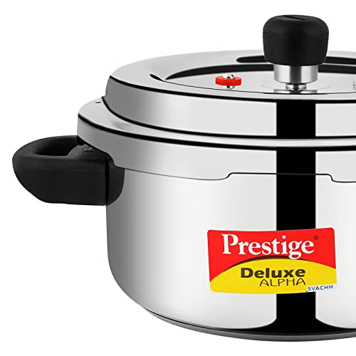 Prestige 3L Svachh Deluxe Alpha stainless steel Pressure Cooker|Outer lid|3-4 personsl|Deep lid for spillage control|Gas & induction compatible|Controlled GasketRelease System|Silver|10 years warranty - Image 6