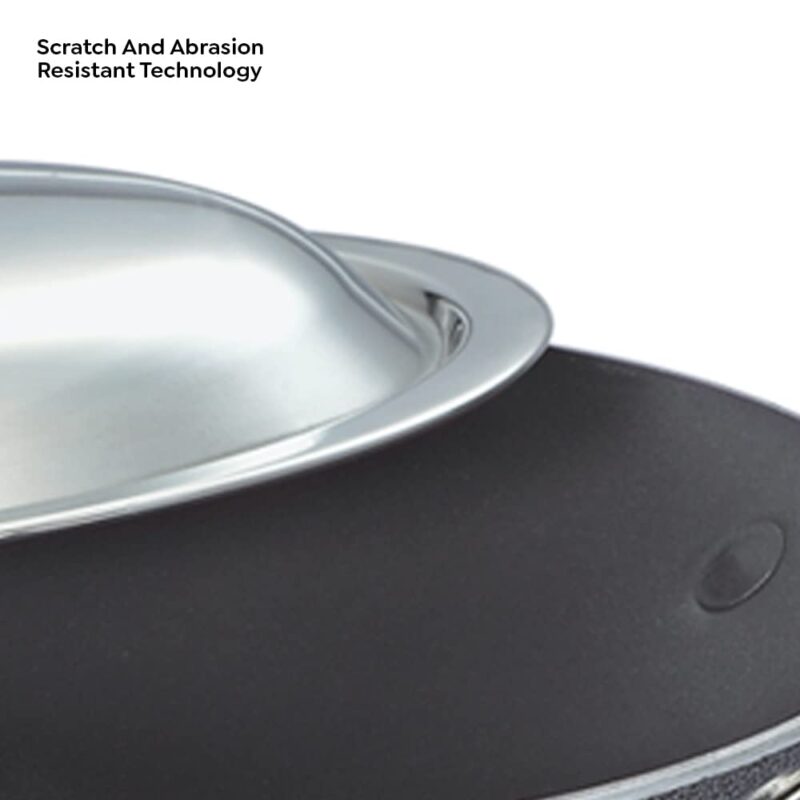 Prestige Omega Select Plus Aluminium Residue Free Non-Stick Appachetty with Lid, 20 cm, Black - Image 4