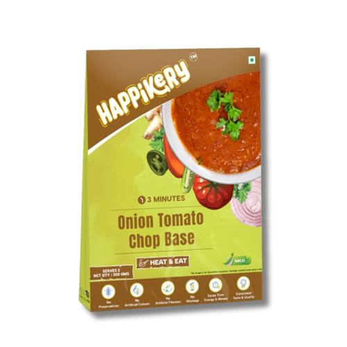 Happikery Onion & Tomato All-Purpose Masala Gravy Base 1kg (Veg Mix, Upto 5-7 Servings) | Ready to Gravy Paste with Blended Spices| No Preservatives or Artificial Colors| Indian and Mughlai Delicacies | Ready in 3 min