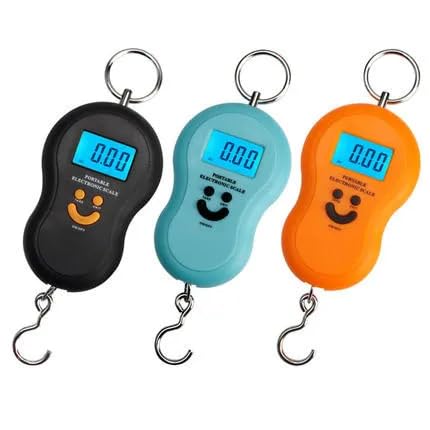 HAVAA Electronic Digital Hanging Stainless Steel Hook| Luggage Portable Scale with (6 Month Warranty) LCD Display for Industrial,Personal Use Capacity 50Kg (Assorted Colours) With 2 Batteries