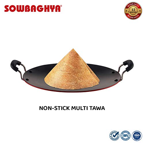 SOWBAGHYA Non Stick Concave Multi Tawa - 3.2mm Thickness (30cm Dia, Black) | Non-Stick Induction Friendly Concave Tawa | for Dosa, Roti, Chapati Tawa | Residue Free - Image 9