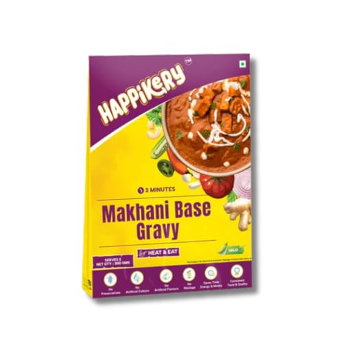 Happikery Makhani All-Purpose Masala Gravy Base 1kg (Veg Mix, Upto 5-7 Servings)| Ready to Cook Gravy Paste with Blended Spices| No Preservatives or Artificial Colors| Indian and Mughlai Delicacies | Ready in 3 min