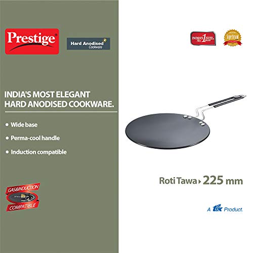 Prestige Hard Anodised Plus Cookware Induction Base Roti Tawa | Black | 22.5cm | Perma-Cool Handles | Wide Base | Hand Washable - Image 6