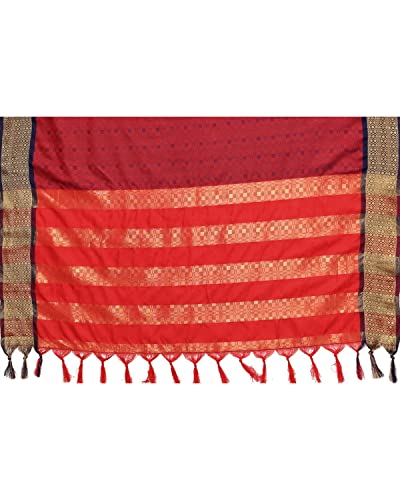 Priyashi Women's Woven Cotton Silk Saree with Unstitched Blouse Piece(LAVANYA Maroon_Free Size) 1 - Image 2