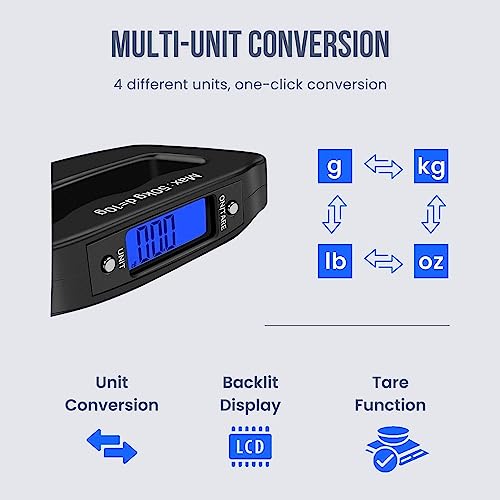 TRIDEO 15 YEARS WARRANTY Electronic Portable Digital LED Screen Luggage Weighing Scale|Baggage Weight Scale|with Hook for Travel, Fish Weighing, Black - Image 8