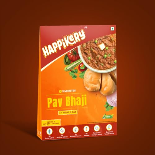 Happikery Instant Ready to Cook Pav Bhaji Gravy | Pav Bhaji Masala Curry Paste | Just Add Aloo (Potato) | Ready in 3 Mins | (Veg Mix, Upto 5-7 Servings) | Made with Ghee | No Preservatives | 1Kg - Image 4