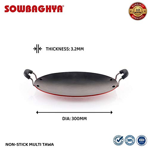 SOWBAGHYA Non Stick Concave Multi Tawa - 3.2mm Thickness (30cm Dia, Black) | Non-Stick Induction Friendly Concave Tawa | for Dosa, Roti, Chapati Tawa | Residue Free - Image 8