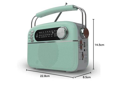 iGear Evoke Retro Modern style Radio and MP3 player with FM/AM/SW, 3 bands, Bluetooth, USB, TF/SD Card, 1200mAh rechargeable battery, Solar charger, Material ABS and Metal, Colour Pearl Blue and Silver, 1 Year Free replacement warranty. - Image 2
