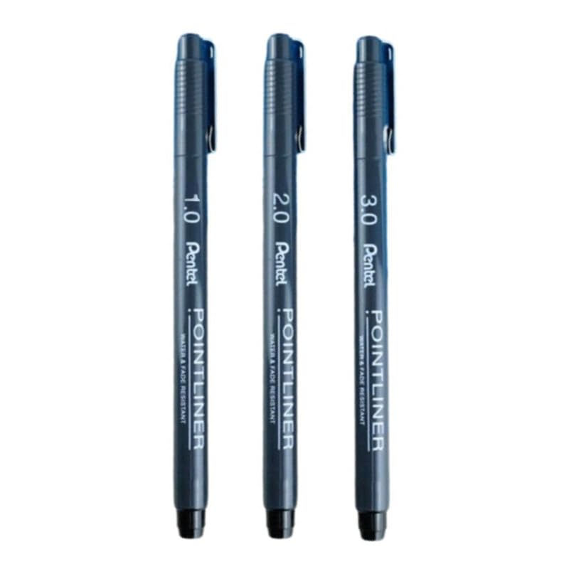 Pentel S20P Pointliner Drawing Pen - Black Ink, Pack of 5