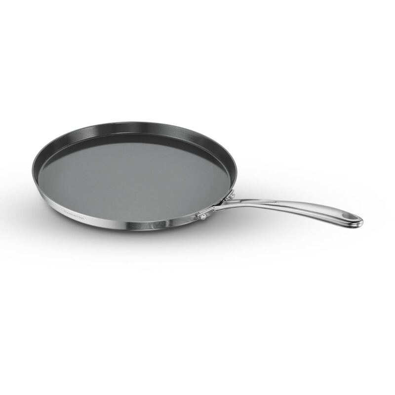 TRAMONTINA Fusao Healthy Triply Ceramic 28cm Dosa Tawa 4mm Thick | Non Toxic (PFAS/PTFE/PFOA Free)| Uttapam Tawa |Roti Tawa |Parantha | Induction Friendly |Stay Cool Handle I 10 Year Warranty*