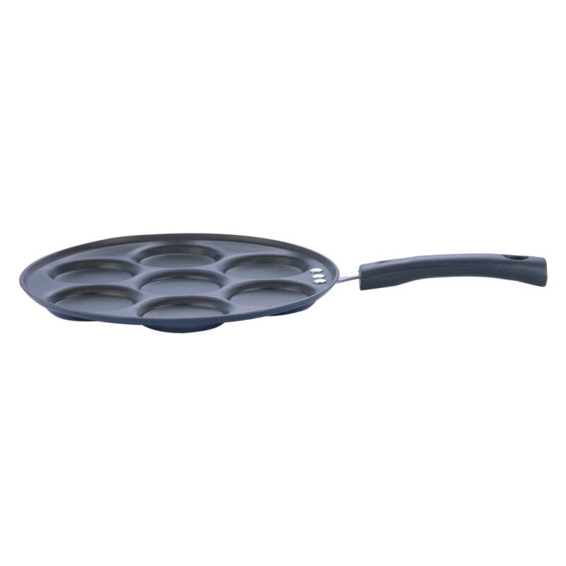 Vinod Zest Aluminium Non Stick Mini Uttapam Pan - 7 Cavaties, 26 cm | 3mm Thick | 3 Layer Coating | Bakelite Handle | Metal Spoon Friendly| Gas Base | 1 Year Warranty - Blue - Image 5