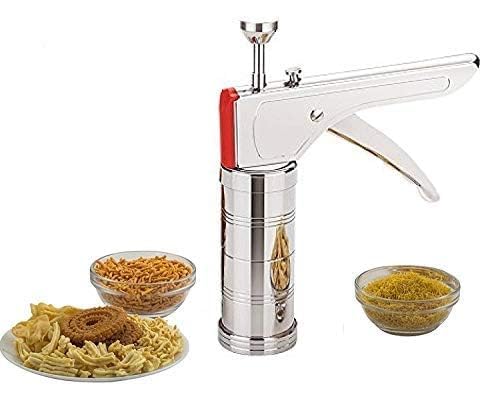 Multipurpose Kitchen Press - FarHaven - Idiyappam, Chakli Maker Machine | Multi-Purpose Noodles, Sev, Murukku & Namkeen Maker for Home, Easy to use – 15 Jalis & Icing Nozzles Included (White) - Image 4