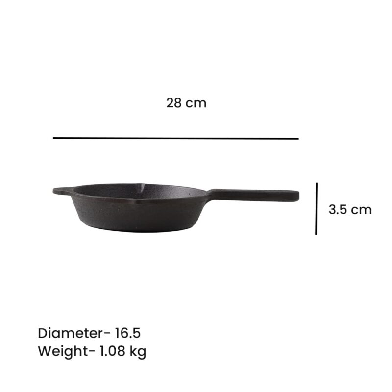 The Indus Valley Preseasoned Cast Iron Fry Pan/Skillet With Long Handle|Very Small, 15.2Cm/6Inch, 0.42Ltr, 1.1Kg|Induction Friendly|Nonstick Fry Pan,100% Pure & Toxin Free, No Chemical Coating, Black - Image 8